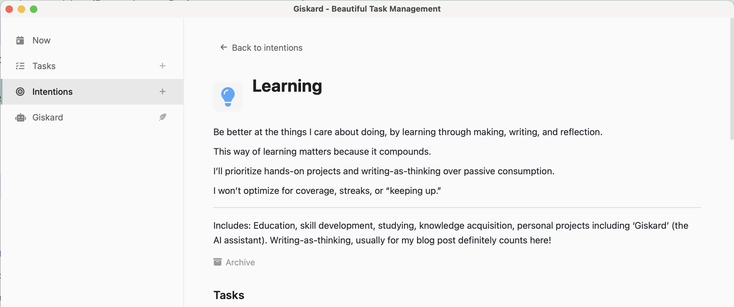 Learning intention description Screenshot